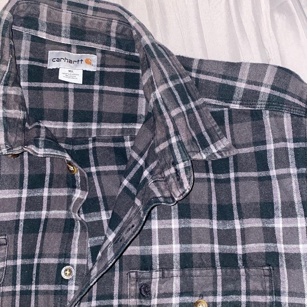 Carhartt Green and Gray Plaid Shirt Jacket